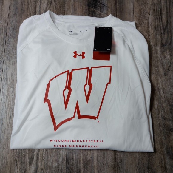 Under Armour NWT Shirt Men's Xlarge White Wisconsin Badgers Long Sleeve Loose - Picture 7 of 7